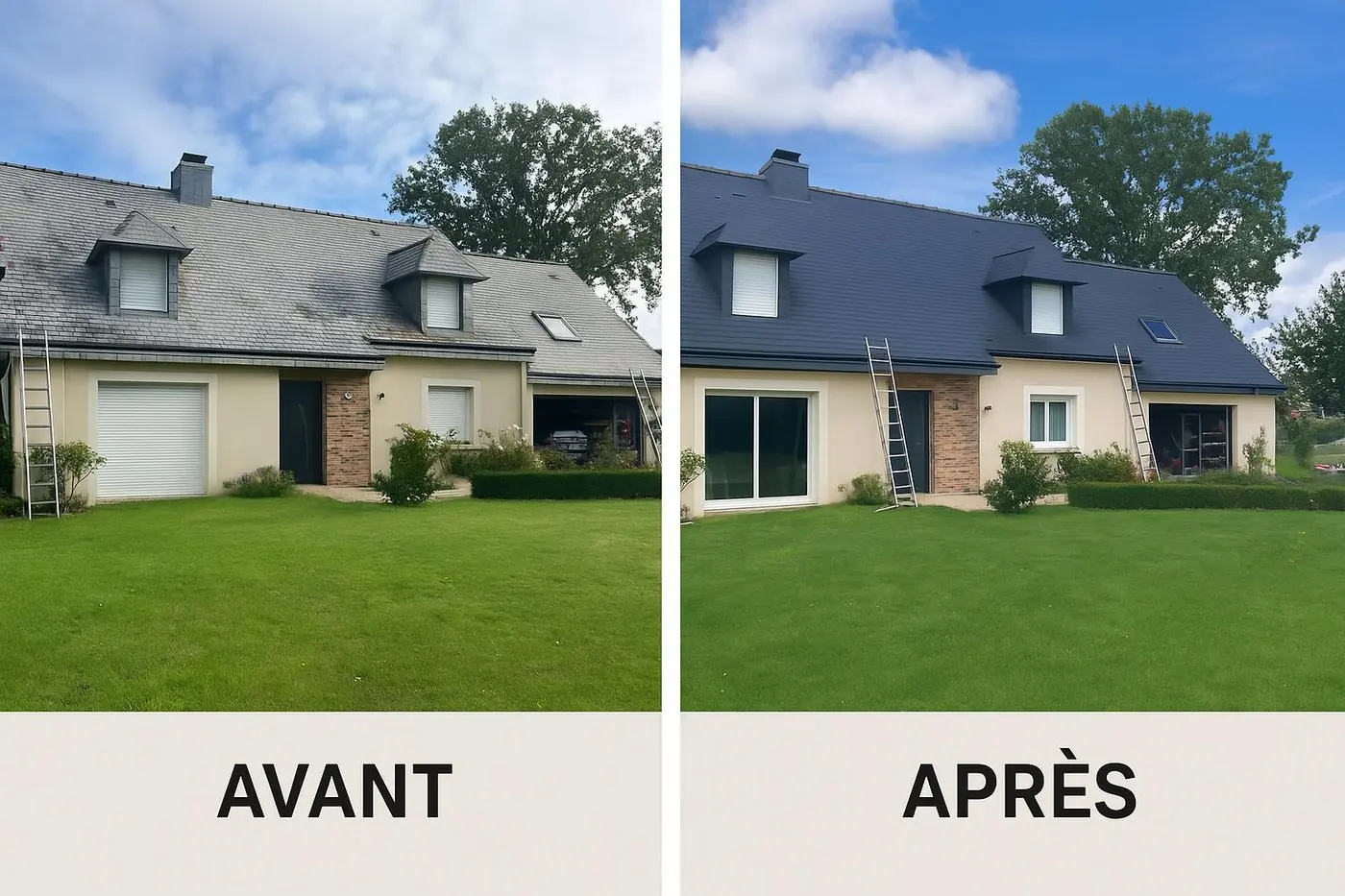 Toiture avant et après rénovation