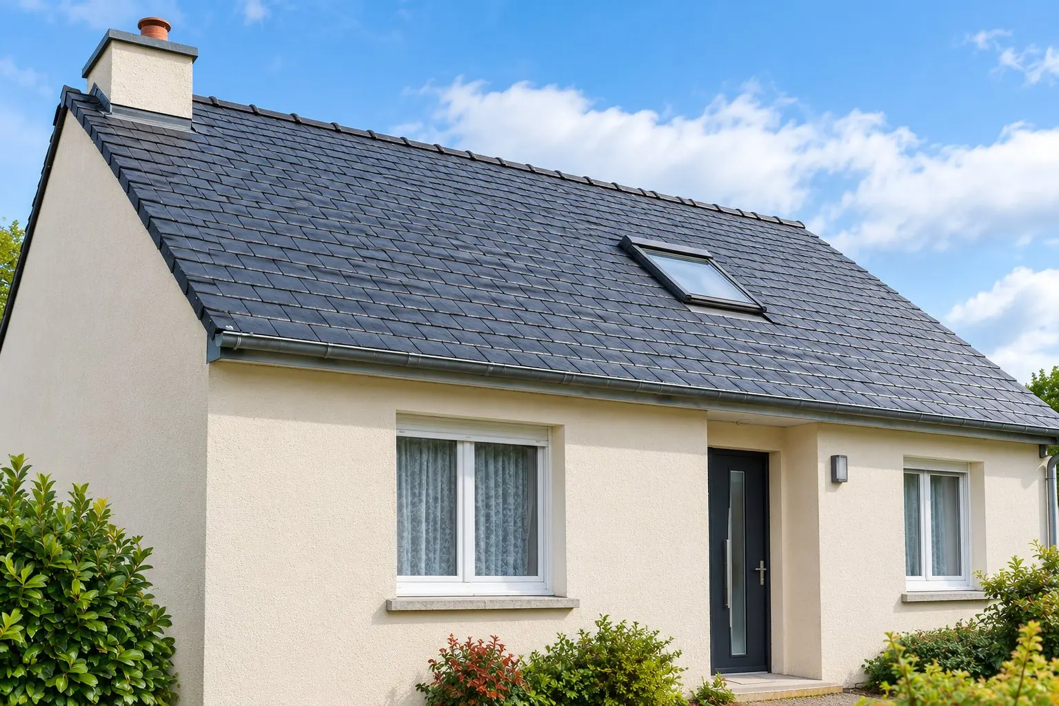 Maison après nettoyage et traitement de la toiture et de la façade